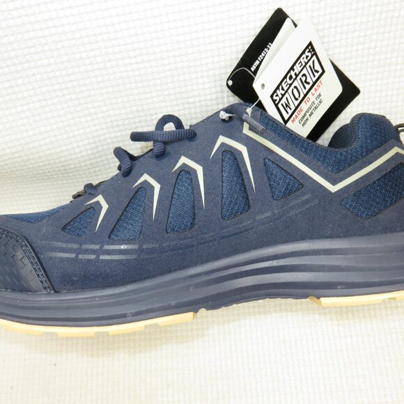 Skechers Malad II 200127 Composite Toe Work Shoes ASTM Navy/Tan Men\'s 7.5 NWT main image 5